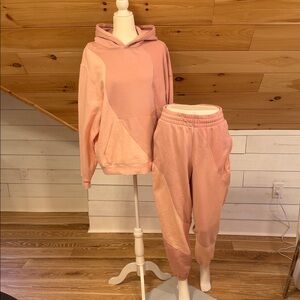 ALO Yoga Light Pink Hoodie and Joggers Set